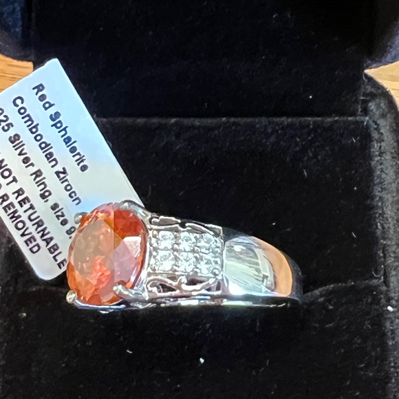 Red Sphalerite sterling Ring, sz 9 - Picture 4 of 7